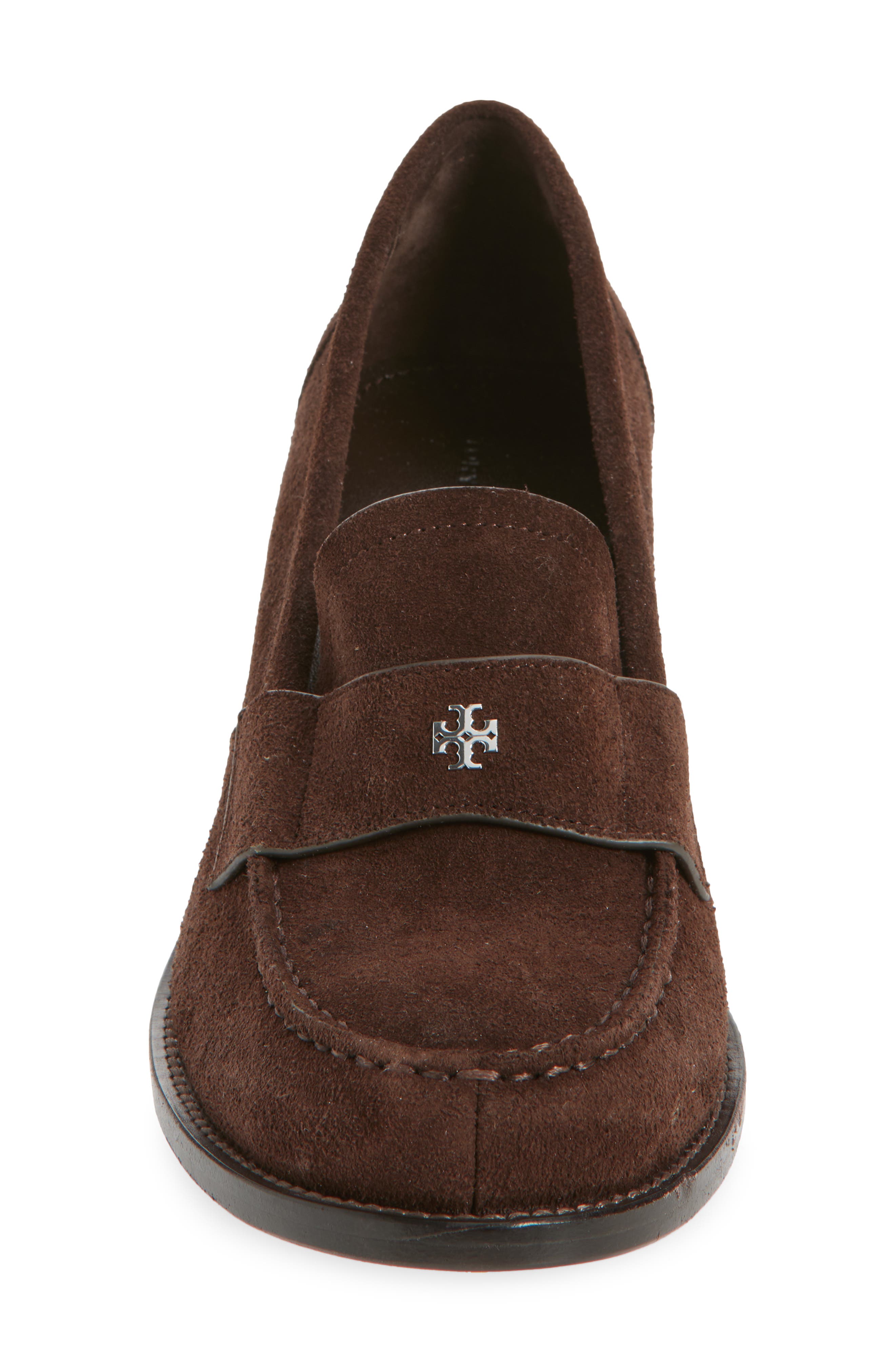 Double T Logo Loafer Pump, Alternate, color, DARK COCOA