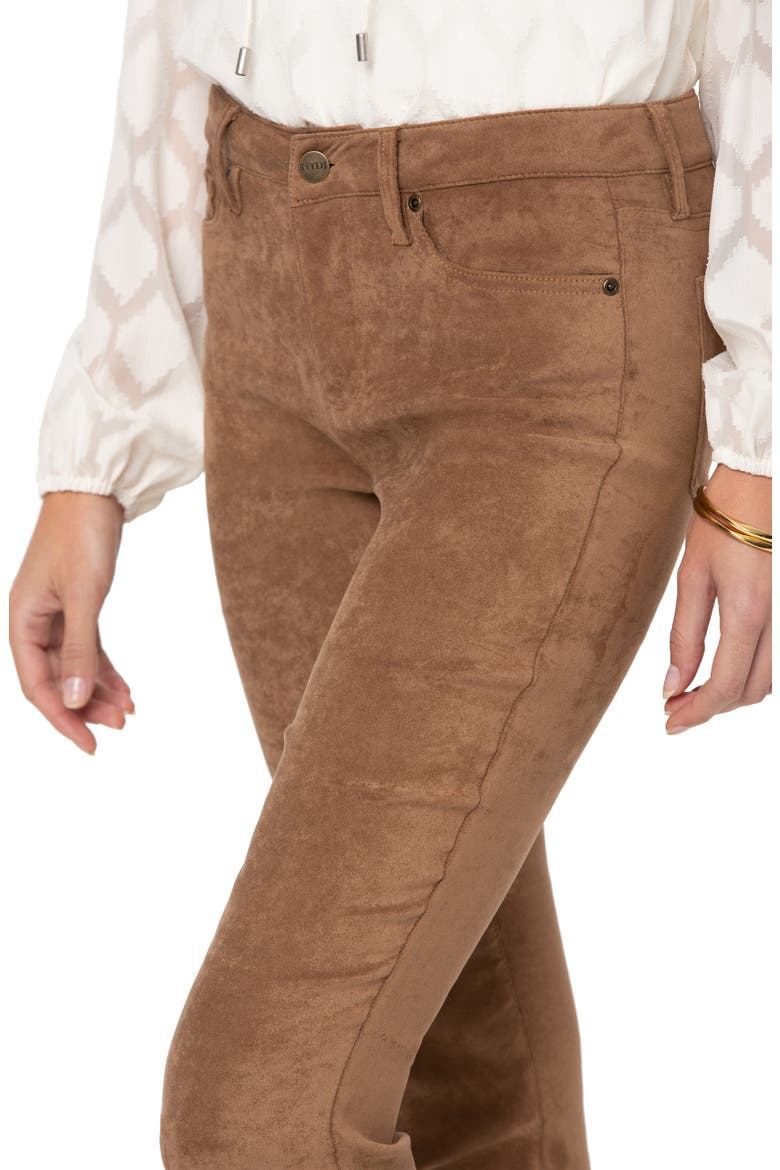 Alina Split Hem Faux Suede Ankle Skinny Jeans, Alternate, color, PORTABELLA