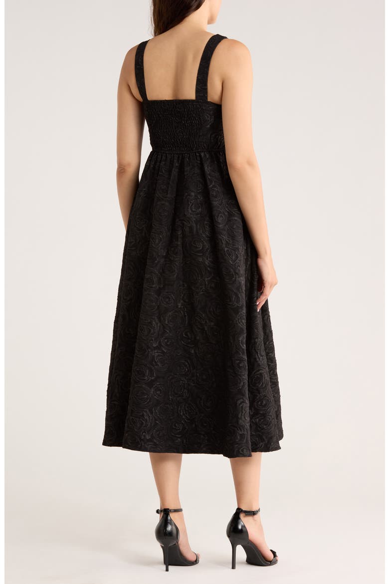 Floral Midi Dress, Alternate, color, BLACK
