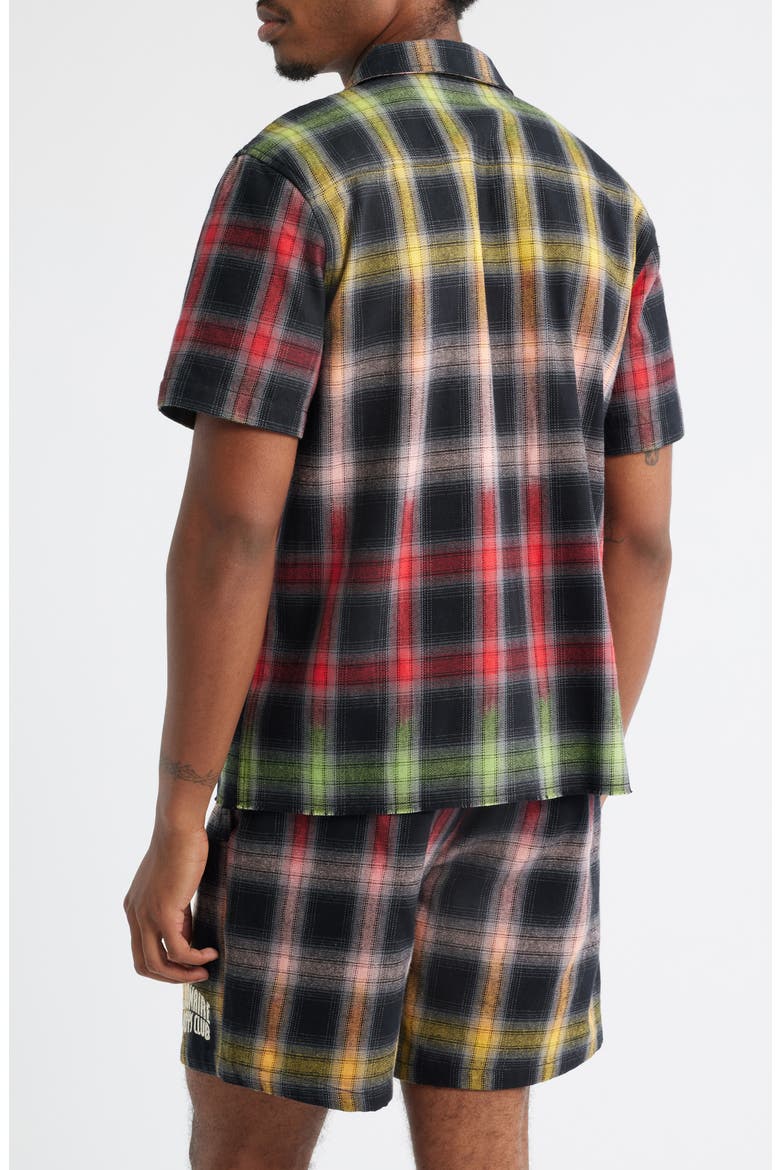 Rave Plaid Camp Shirt, Alternate, color, BLACK