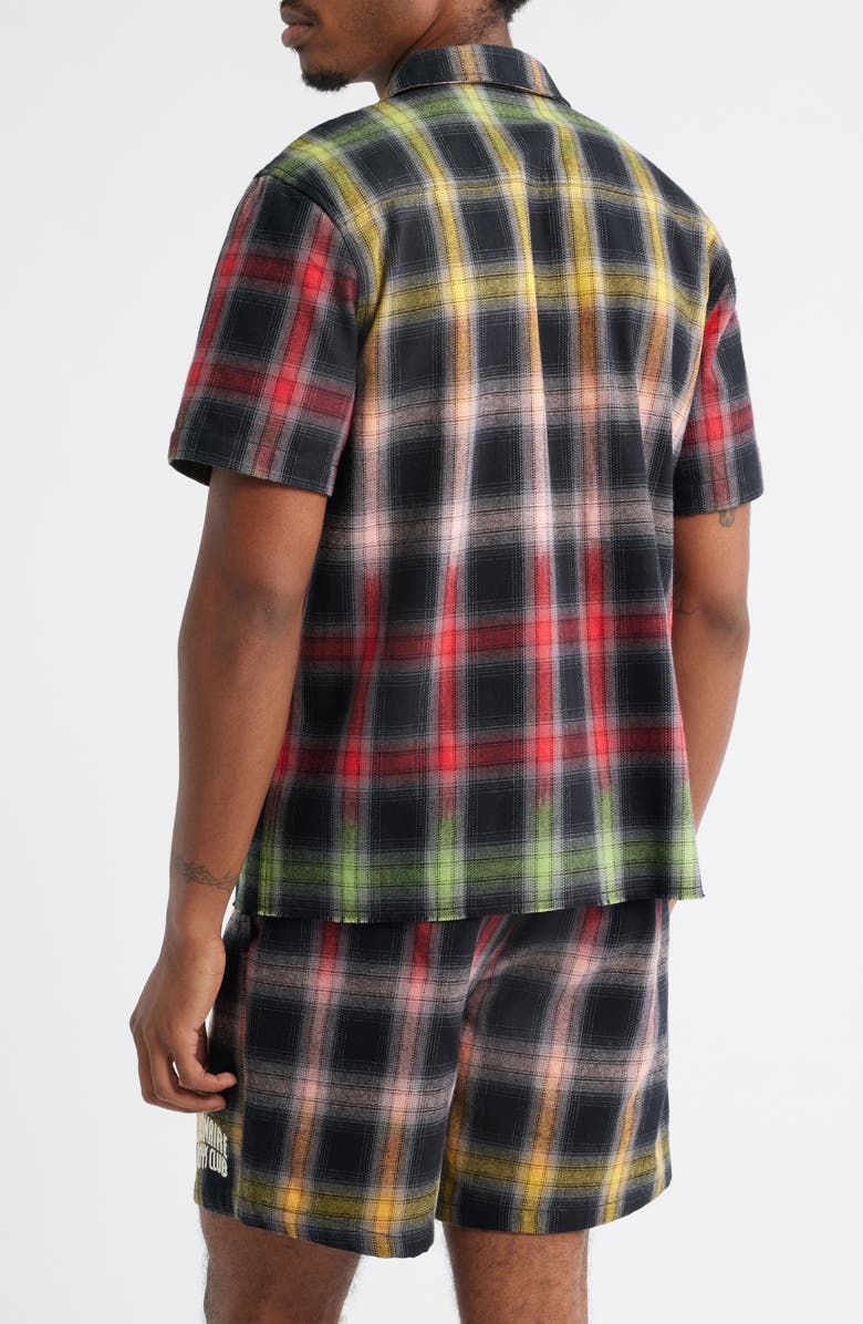 Billionaire Boys Club Rave Plaid Camp Shirt, Alternate, color, Black