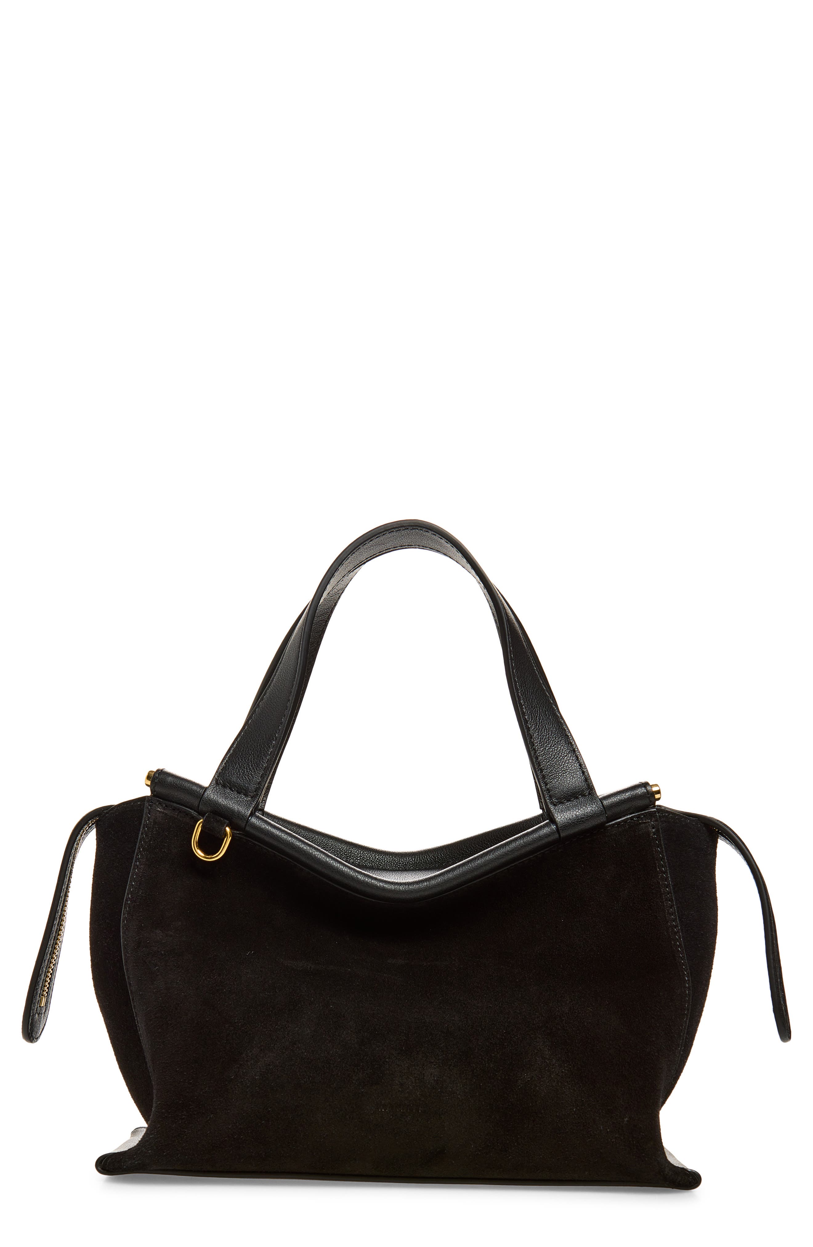 Ida Suede Top Handle Bag, Main, color, BLACK SUEDE / BLACK