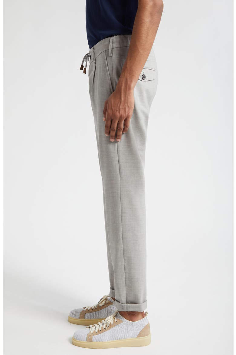Drawstring Waist Stretch Virgin Wool Pants, Alternate, color, MEDIUM GREY