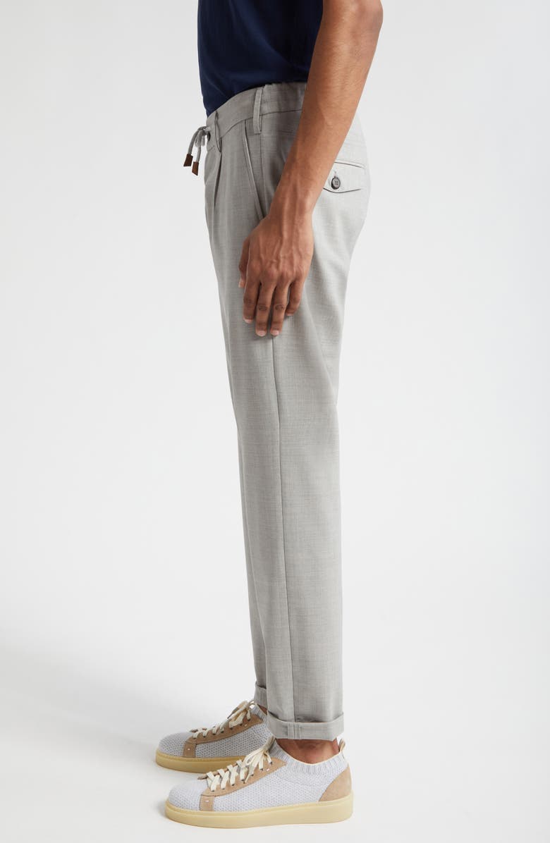 Eleventy Drawstring Waist Stretch Virgin Wool Pants, Alternate, color, Medium Grey