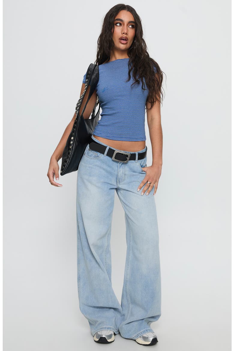 Nyren Stripe Scoop Back Top, Alternate, color, BLUE STRIPE