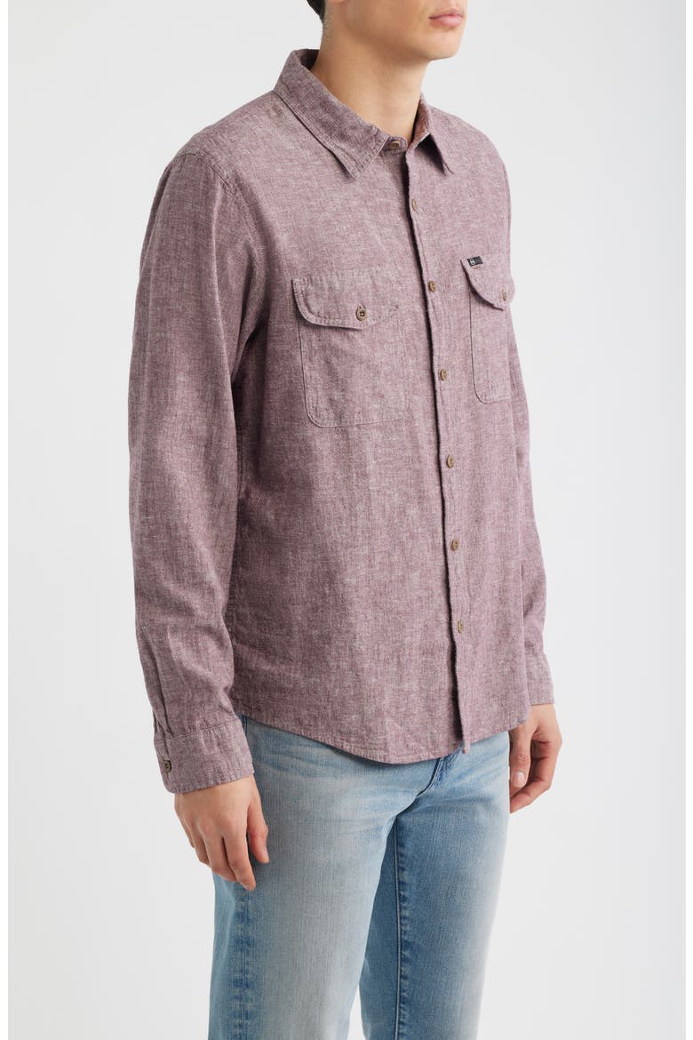 Miller CPO Linen & Cotton Button-Up Shirt, Alternate, color, SIERRA CURRANT