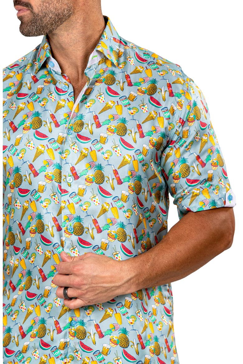 Galileo Marthy Short Sleeve Button-Up Shirt, Alternate, color, BLUE