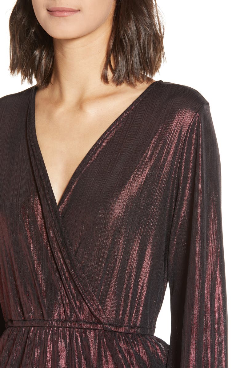 Leith Long Sleeve Deep V-Neck Midi Dress, Alternate, color, 