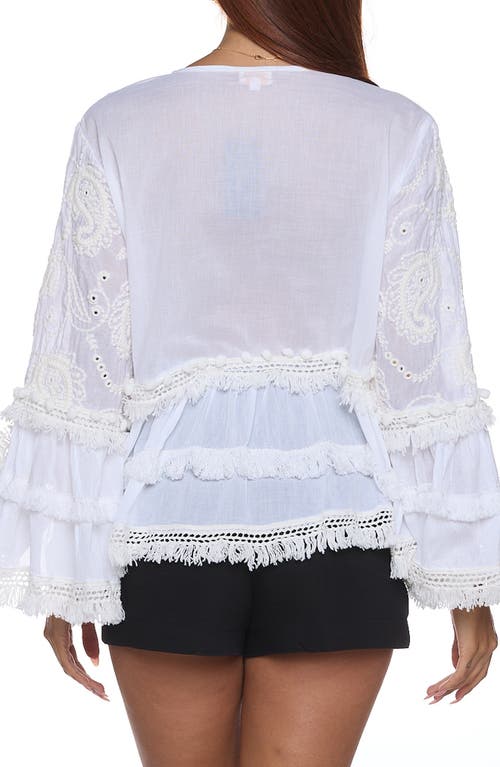 Ranee's Ranees Ruffle Sleeve Cover-up Top In White