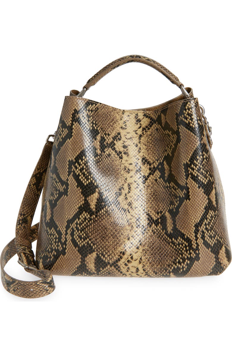 Dries Van Noten Python Print Leather Hobo Bag, Main, color,