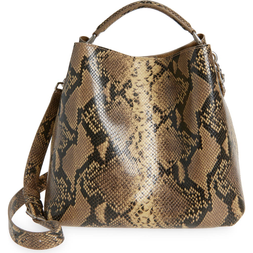 Dries Van Noten Python Print Leather Hobo Bag