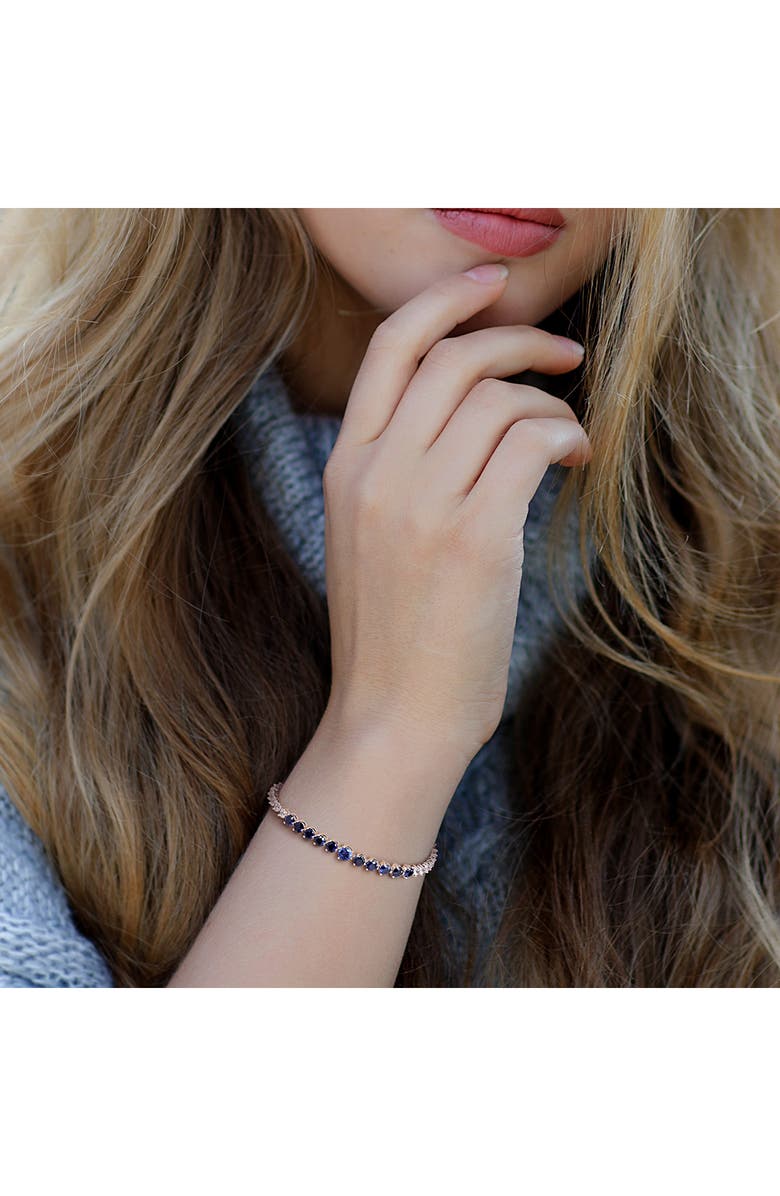 DELMAR Sterling Silver Lab Grown Blue & White Sapphire Tennis Bracelet, Alternate, color, Blue