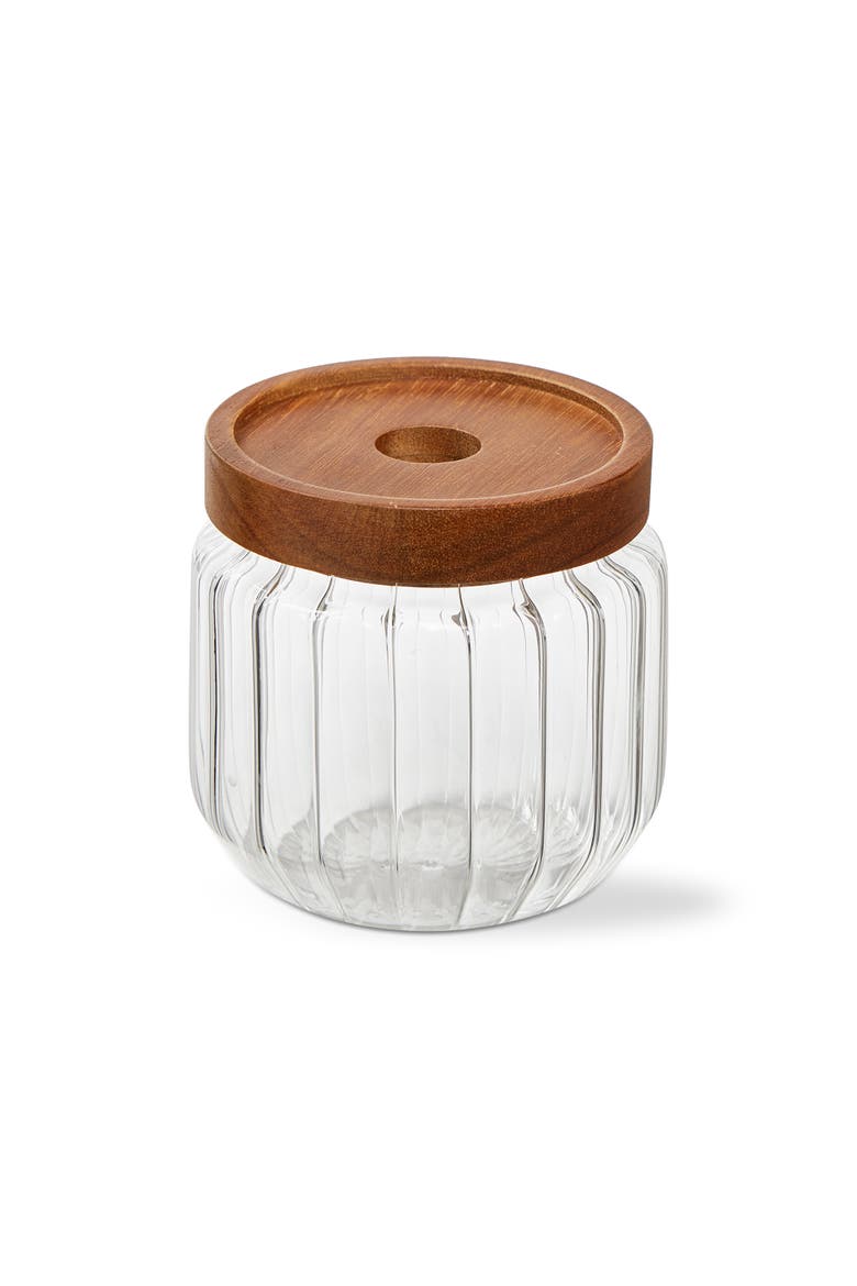 Ribbed Glass Canister Small Clear Glass Everyday, Main, color, Clear