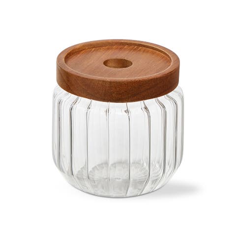 Ribbed Glass Canister Small Clear Glass Everyday