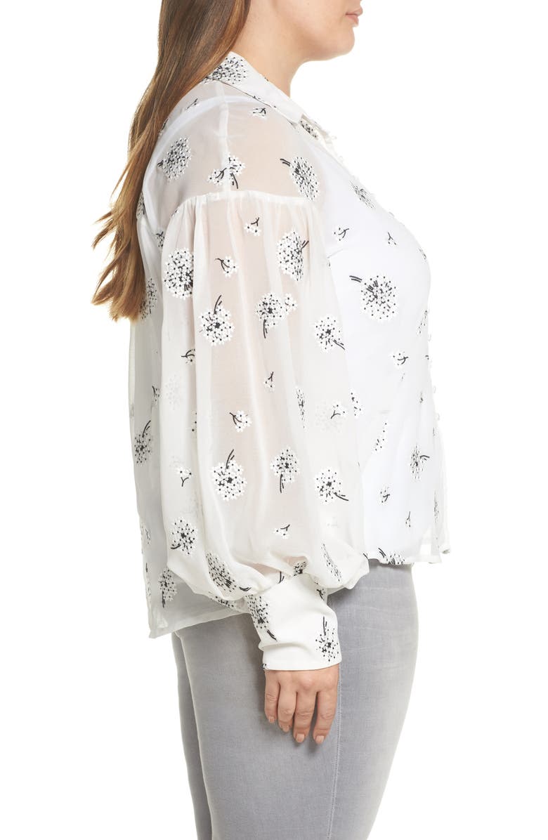 ELVI The Dandelion Conversational Embroidered Blouse, Alternate, color, White
