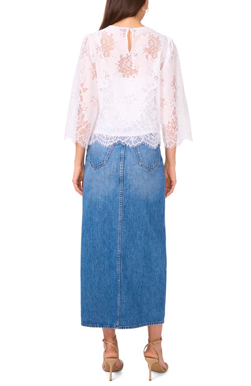 Vince Camuto Lace Scalloped Hem Top In White
