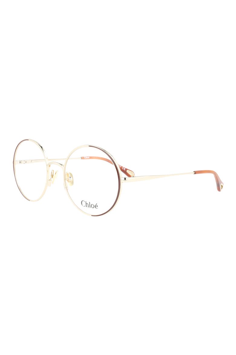 Fashion 53mm Round Optical Glasses, Alternate, color, GOLD GOLD TRANSPARENT