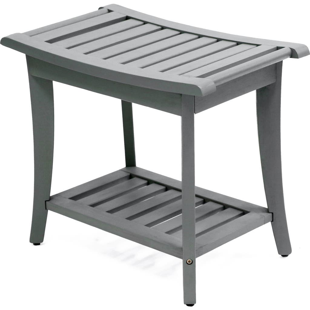 Jonathan Y Tucker 22.1" Traditional Classic Slatted Solid Acacia Wood Indoor/outdoor Shower Bench Wi In Gray