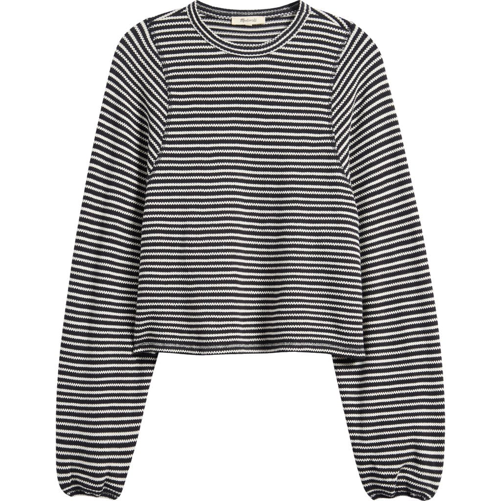 Madewell Stripe Curved Long Sleeve T-shirt In Black