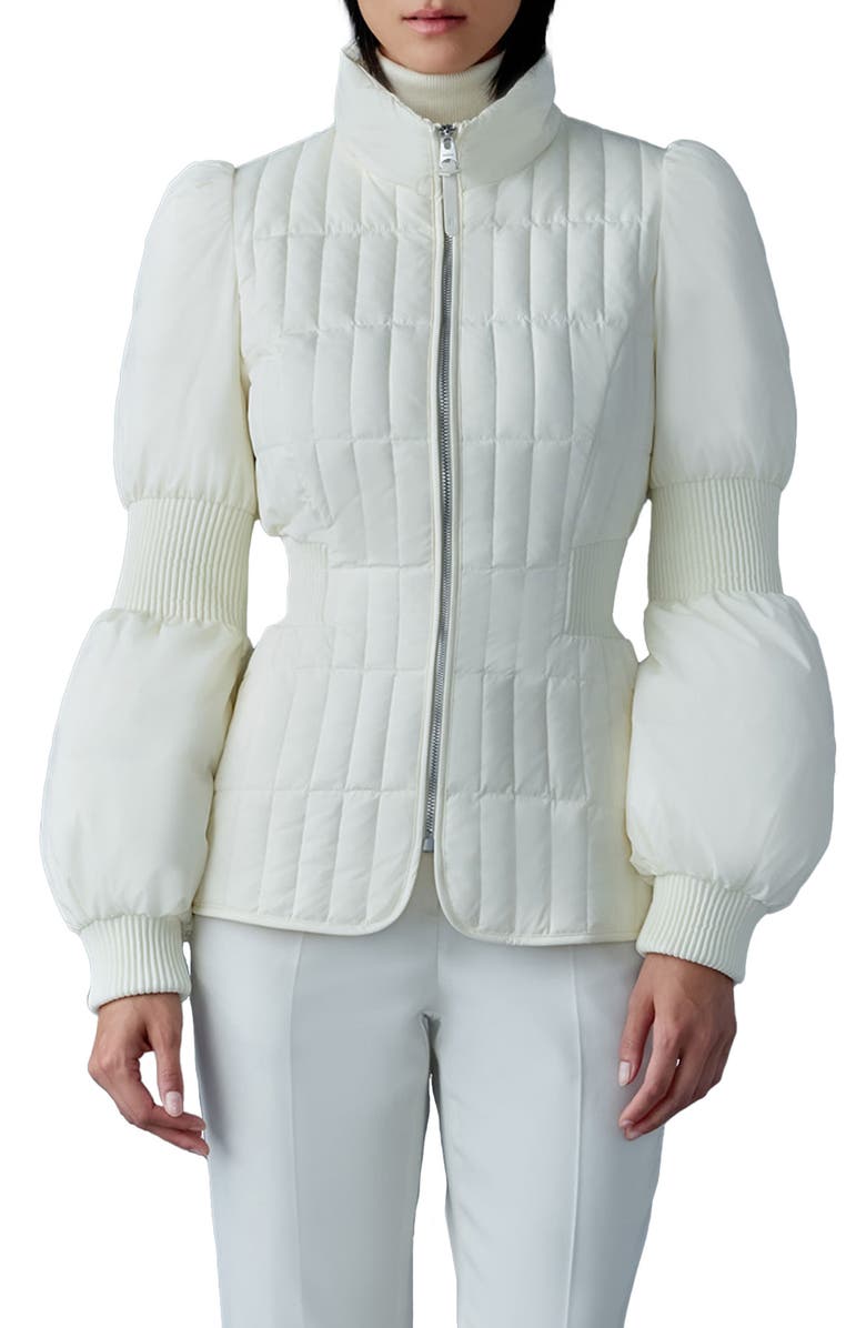 Mackage Felicia Smocked Panel Down Jacket, Main, color, Cream