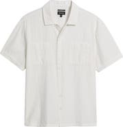 Brixton The Vintage Embroidered Stripe Short Sleeve Cotton Button-Up Shirt