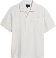 Brixton The Vintage Embroidered Stripe Short Sleeve Cotton Button-Up Shirt