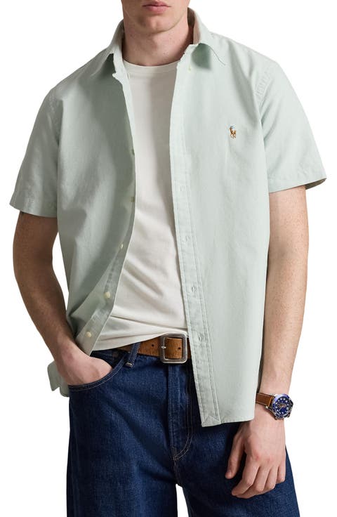 Classic Fit Solid Short Sleeve Cotton Button-Down Oxford Shirt