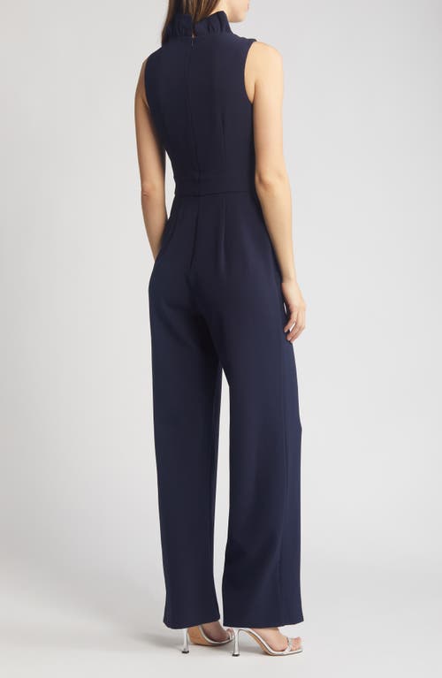 Eliza J Ruffle Neck Jumpsuit In Navy