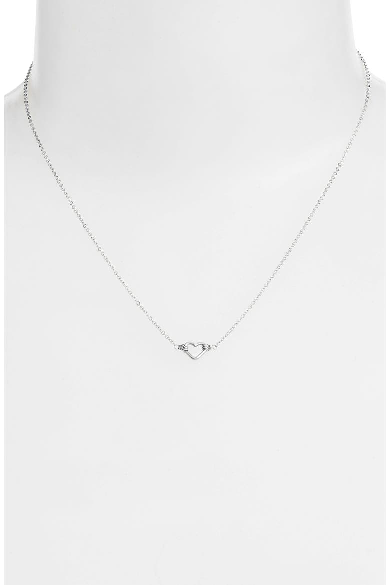 Mini Open Heart Pendant Necklace, Alternate, color, SILVER
