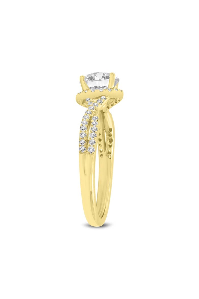 Bijou 14K Yellow Gold Round Cut Lab Grown Diamond Halo Engagement Ring - 2.25 Ct, Alternate, color, 14K Yellow Gold