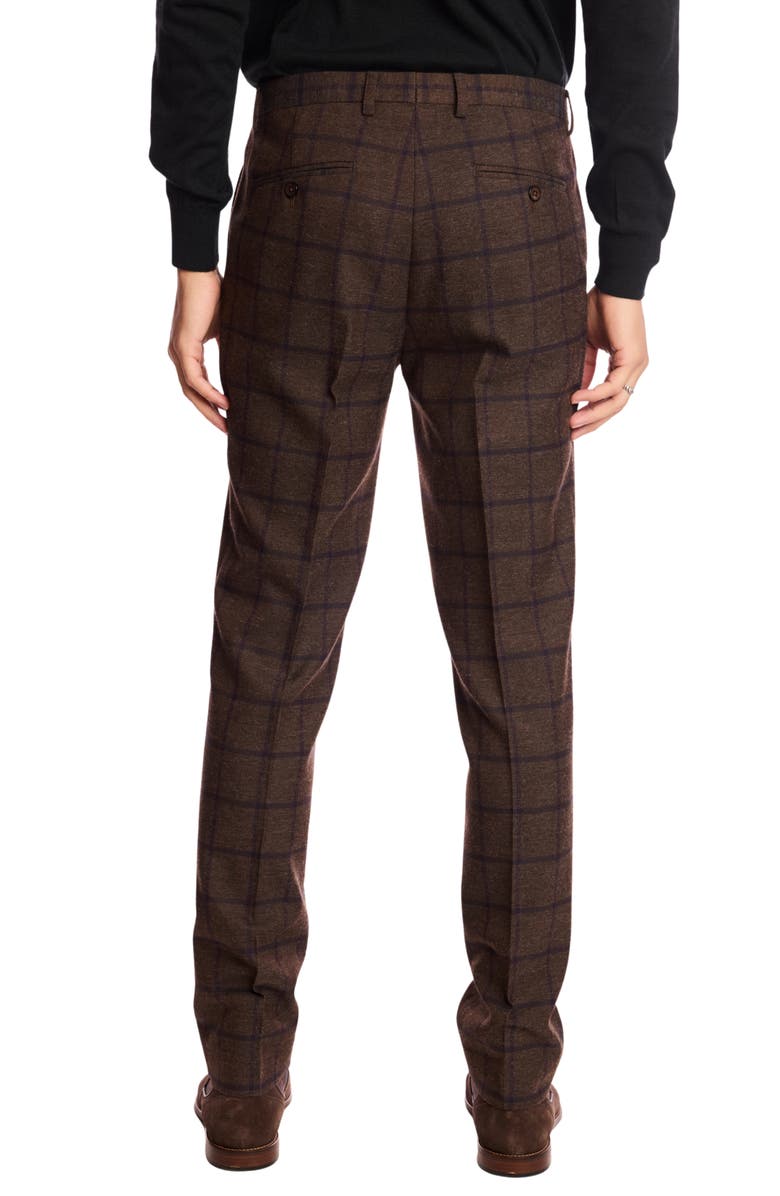 PAISLEY & GRAY Downing Slim Fit Flat Front Windowpane Dress Pants, Alternate, color, Brown Violet Windowpane