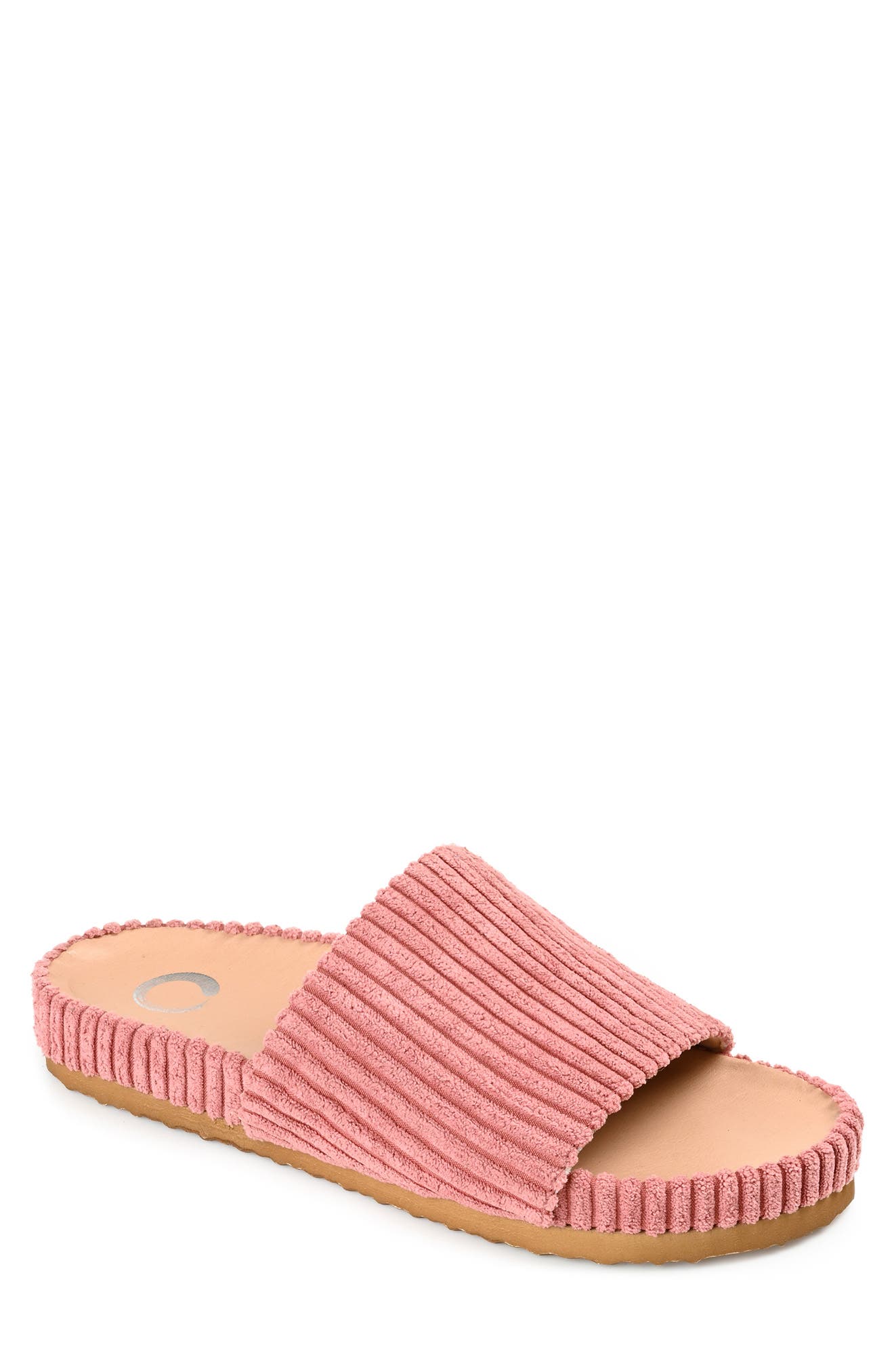 Aveline Ribbed Slide Slipper, Main, color, CLAY