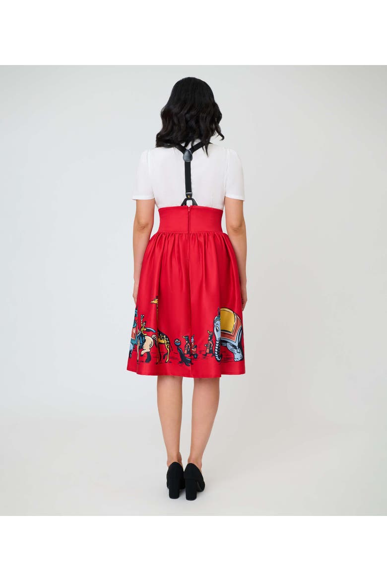 Suspender Swing Skirt, Alternate, color, Red w/ Disney Animal Print
