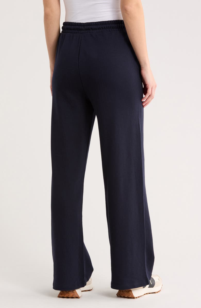 Faith Connexion French Terry Wide Leg Pants, Alternate, color, Night Sky/ Bright White