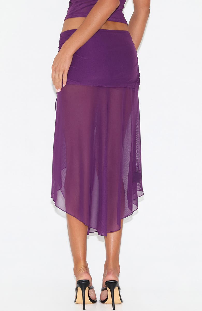 Tiger Mist Mariana Asymmetric Hem Mesh Skirt, Alternate, color, Purple