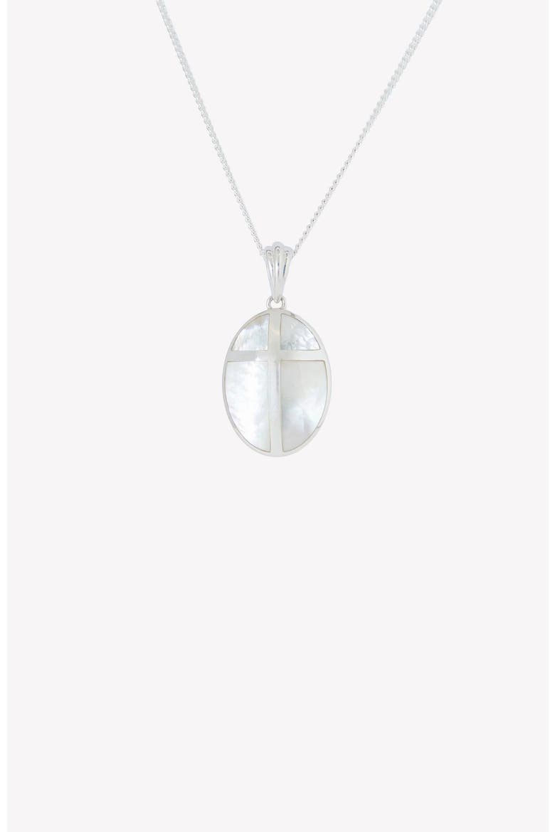 Mother Of Pearl Cross Pendant Necklace, Main, color, Sterling Silver