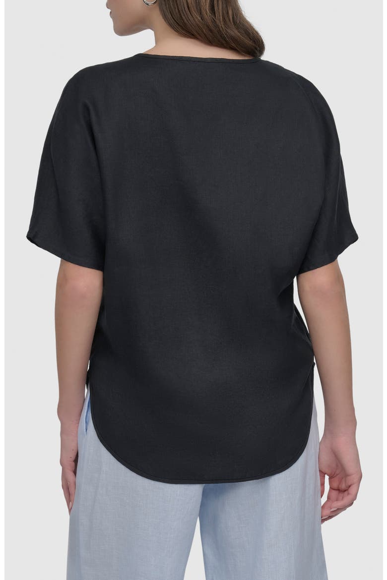 V-Neck Linen Top, Alternate, color, BLACK