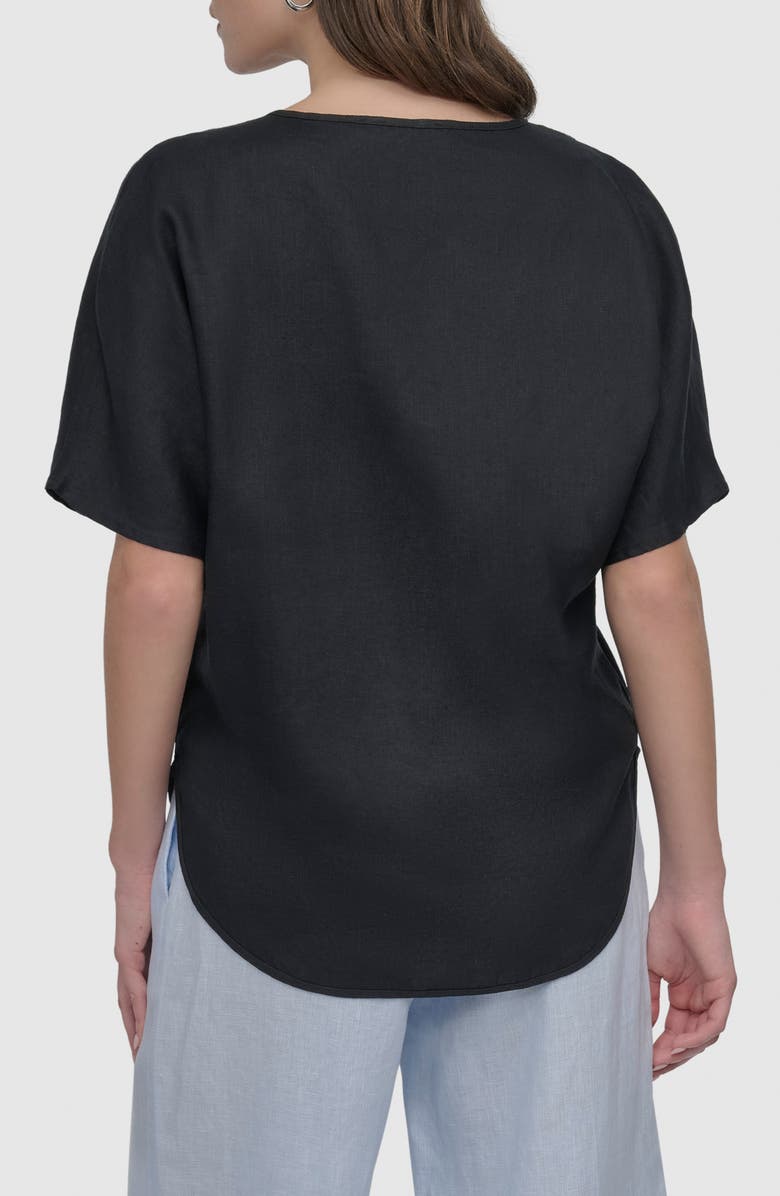 DKNY V-Neck Linen Top, Alternate, color, 