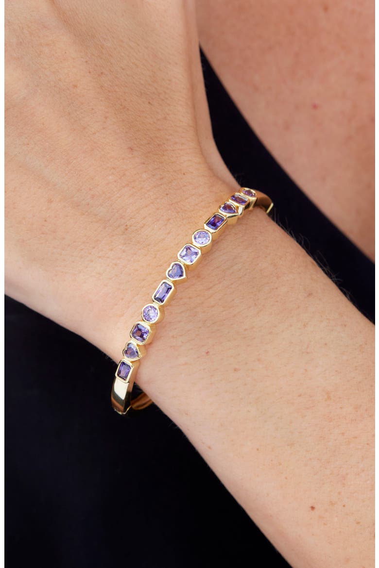 Multi Shape Bezel Set Bangle, Alternate, color, YELLOW GOLD