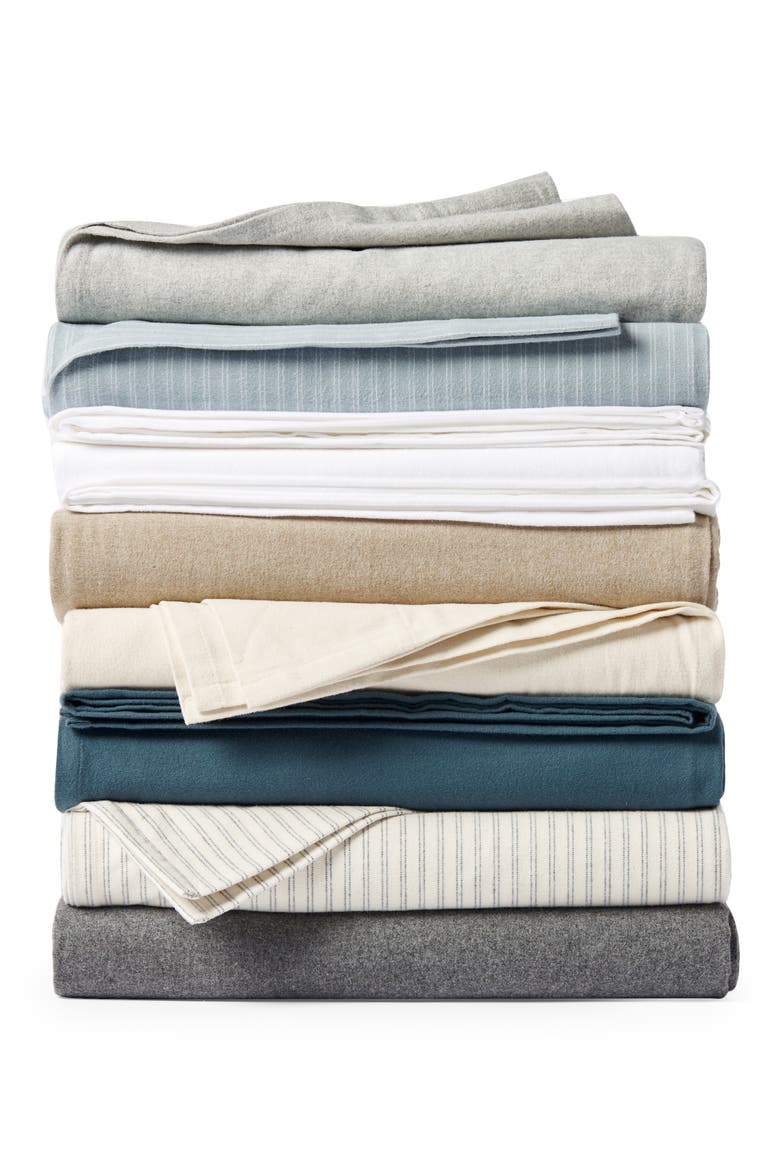 Cloud Brushed Organic Cotton Flannel Sheet Set, Alternate, color, CAMEL HEATHER