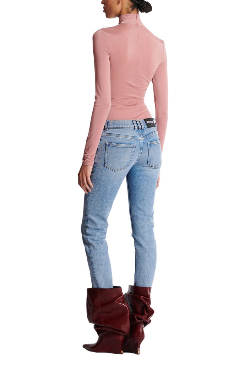 Balmain Skinny Faded Denim Jeans, Alternate, color, Blue
