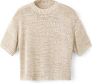 MANGO Paquita Speckled Knit Cotton Blend Sweater