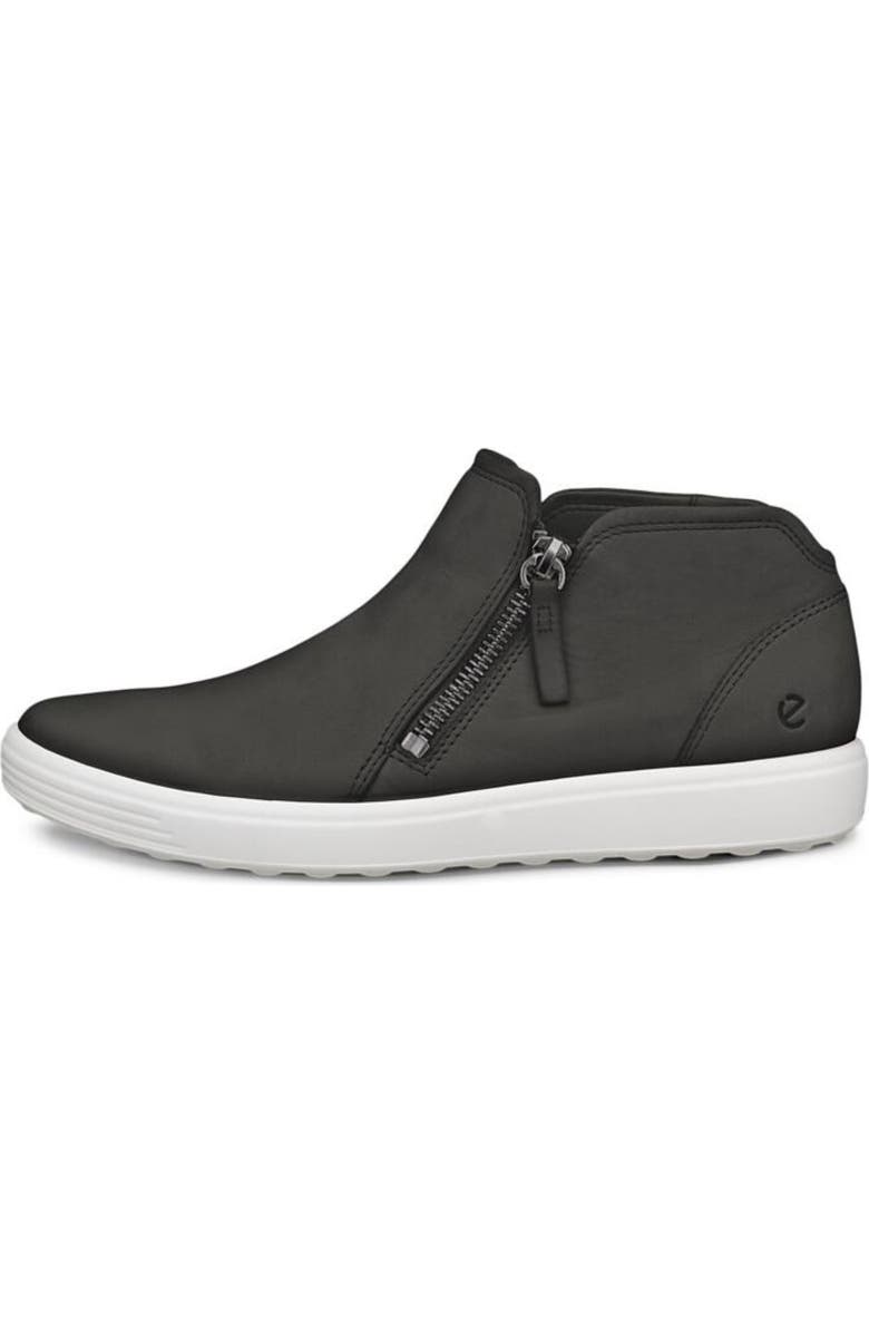ECCO Soft 7 Mid Top Zip Sneaker, Alternate, color, Black