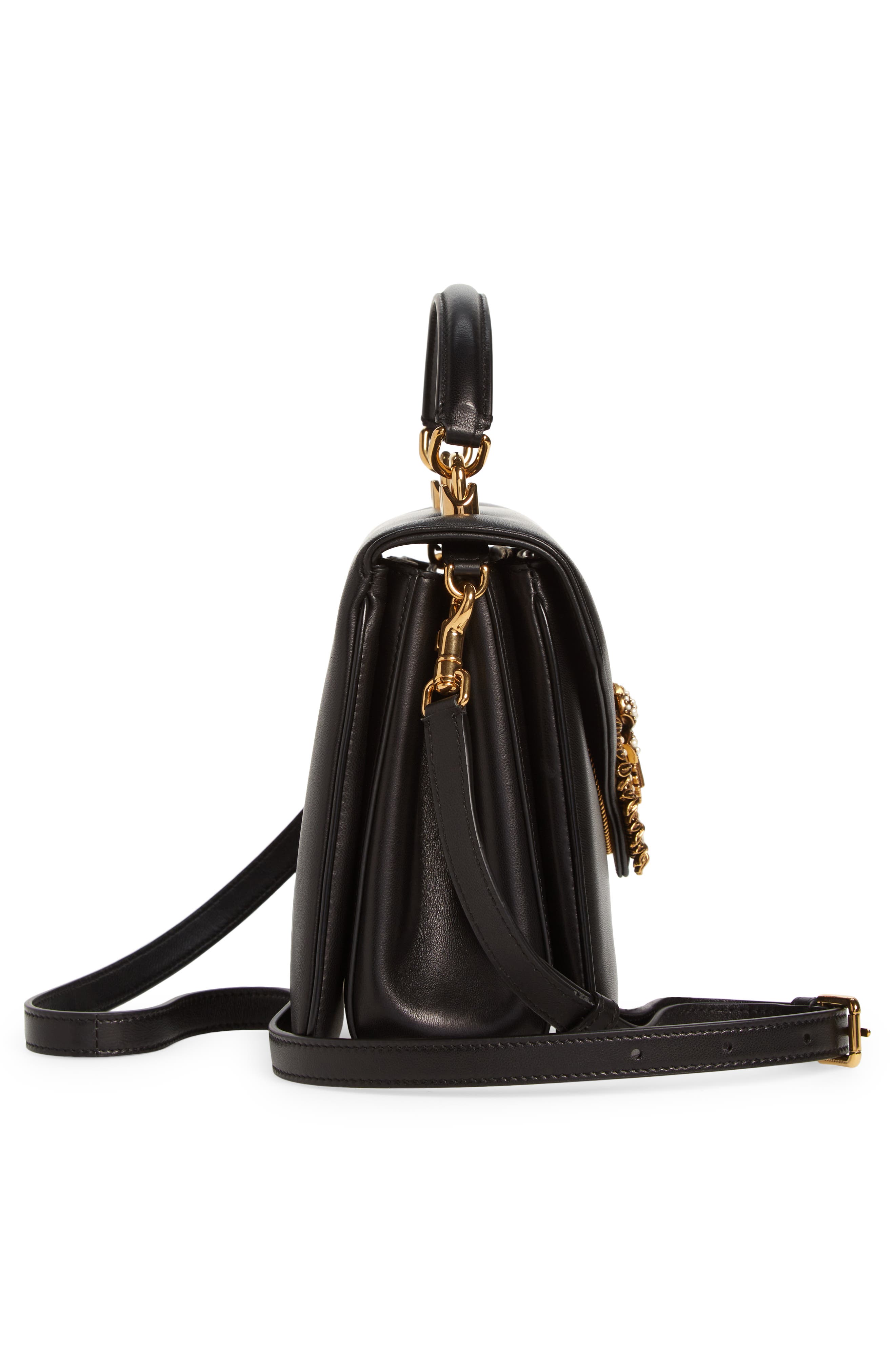 Dolce&Gabbana Devotion Leather Top Handle Bag, Alternate, color, 
