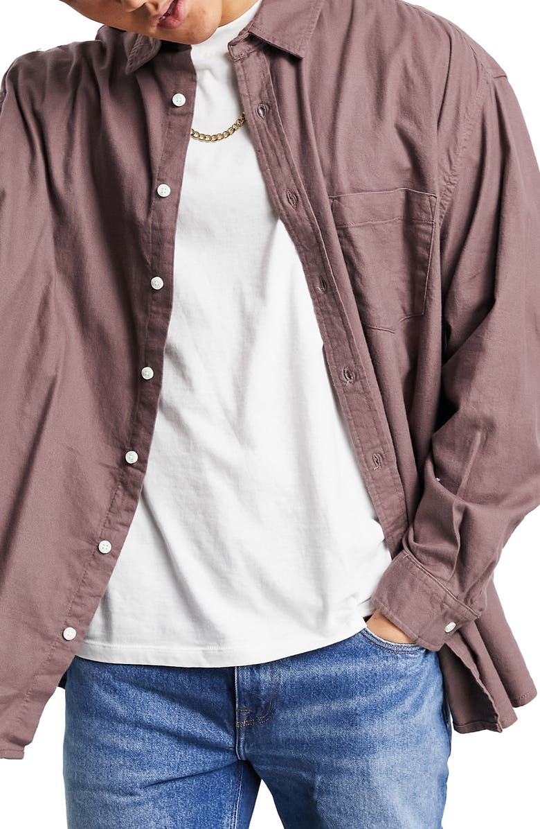 ASOS DESIGN Oversize Flannel Button-Up Shirt, Main, color, 