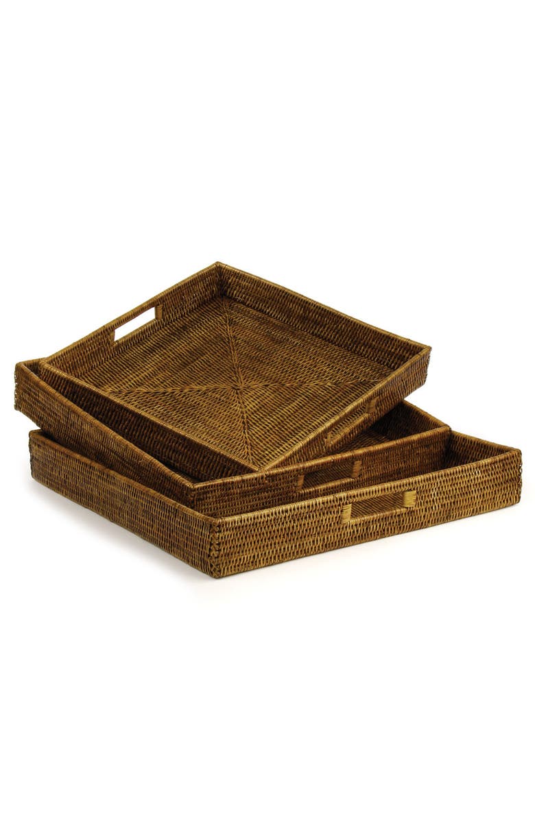 Napa Home & Garden Burma Rattan Ottoman Trays, Set Of 3, Main, color, Brown