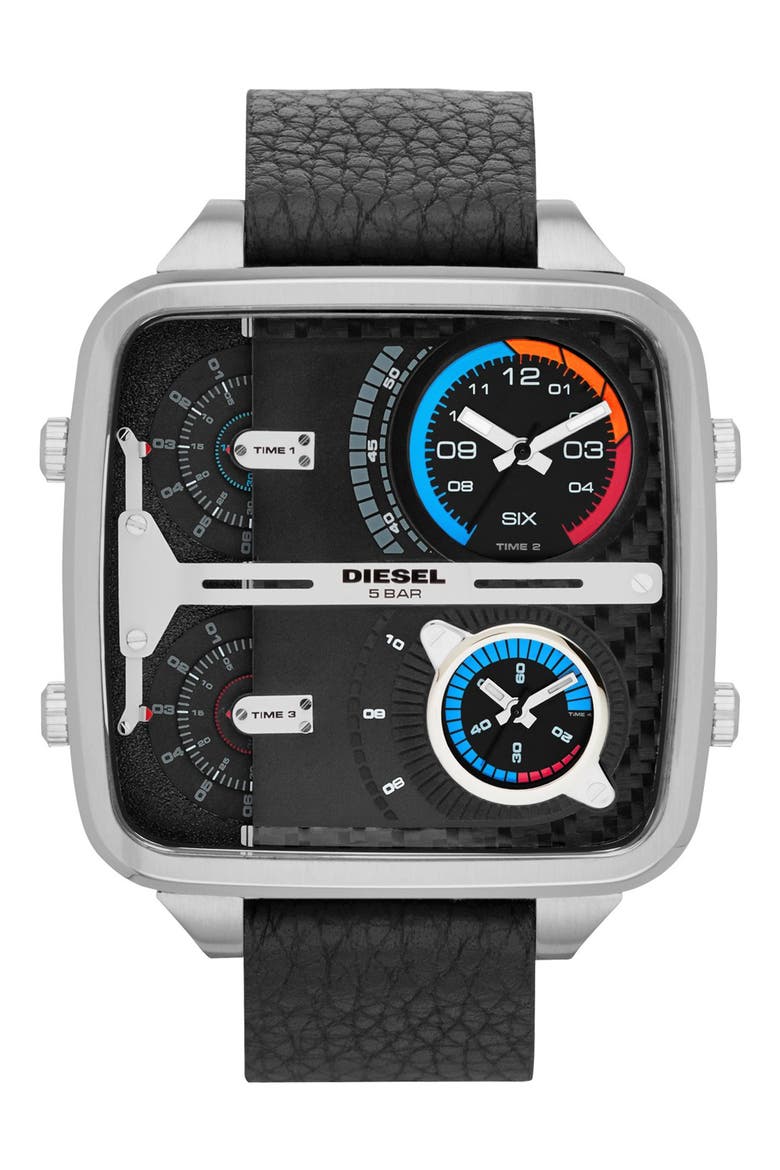 Square Bracelet Watch, 64mm x 54mm, Main, color, BLACK/ SILVER