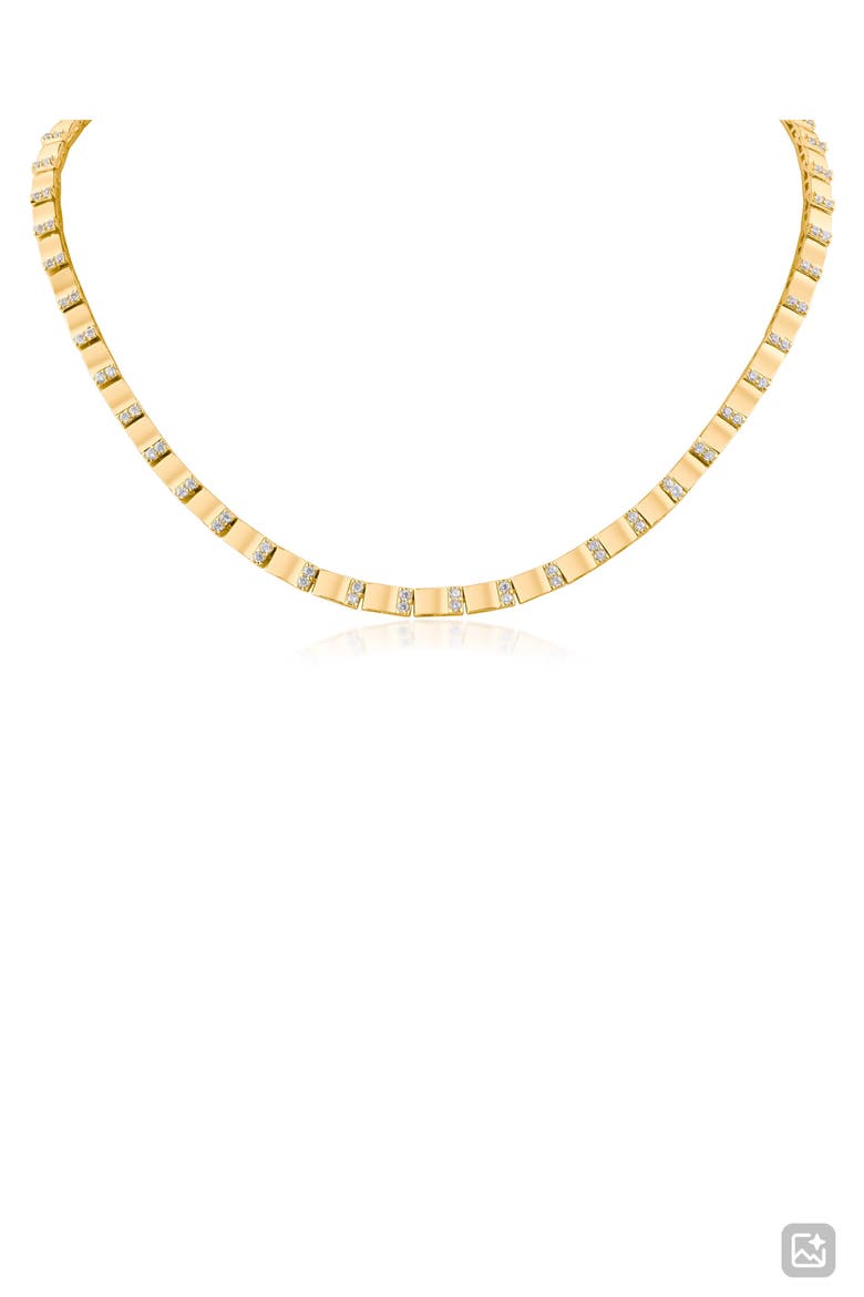 Cubic Zirconia Station Box Chain Necklace, Main, color, GOLD PLATED