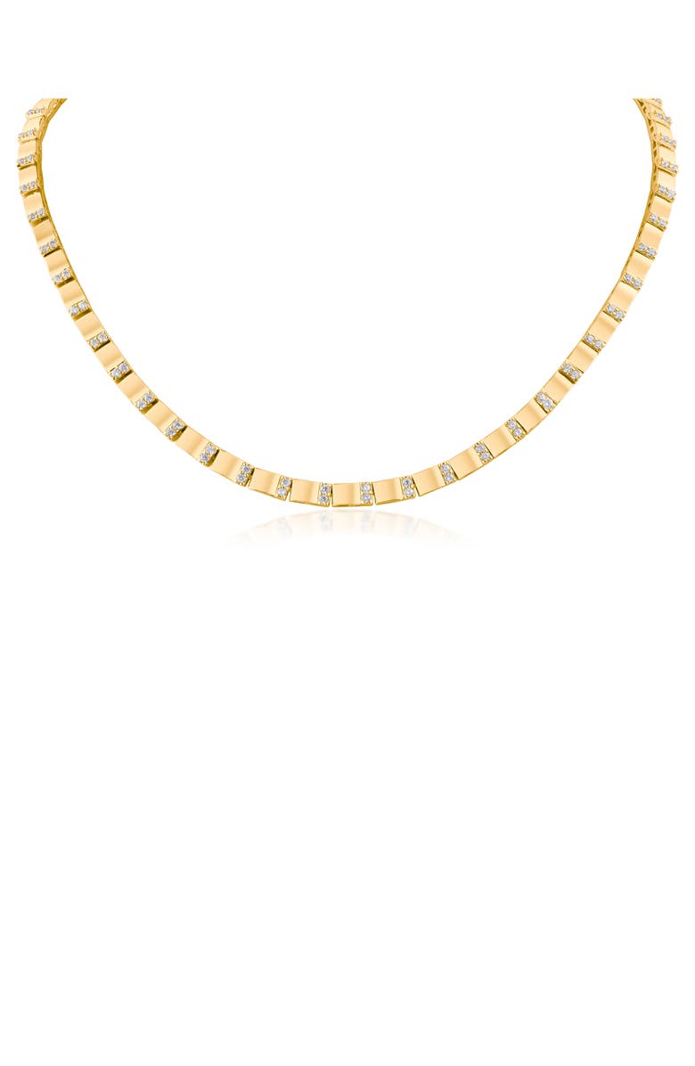CZ by Kenneth Jay Lane Cubic Zirconia Station Box Chain Necklace, Main, color, Gold Plated