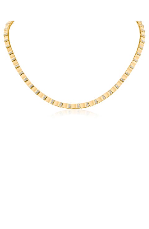 Cubic Zirconia Station Box Chain Necklace